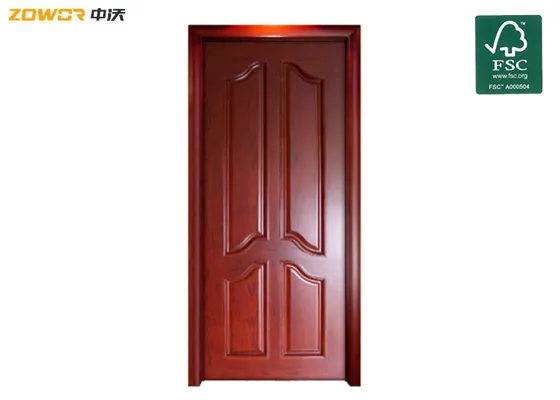 4 Panel PU Painting Hinged Pinewood Wooden Interior Doors