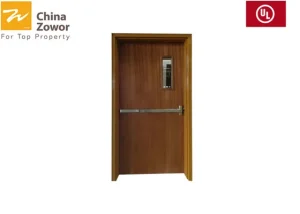 45 mm BS Approved HPL Finish Wooden Fire Door With Steel Frame For Civil Buildings