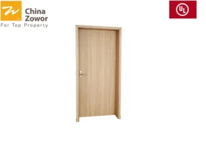 Brown Panel Wood Fire Door with Steel Frame / Single Open Timber Fire Doors