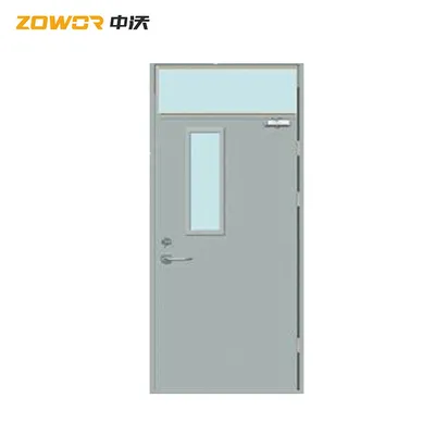 Gray Color Single Swing Steel Fire Exit Doors With Two Point Push Bar/ 120mins Fire Rating/ Max. Size 4' X 8'