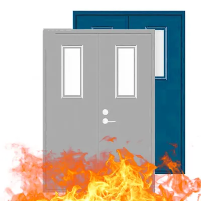 UL10 Galvanized Steel Fire Exit Doors 1.2mm Thick Double Leaf