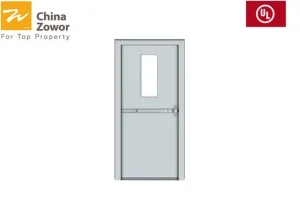 Blue Gal. Steel Self Closing Fire Exit Door For Residential Buildings Max. Size 8'X8'