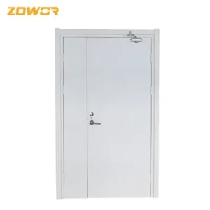 Double Swing Fire Safety Door Walnut Wood Grain Finish 35KgM2 Weight