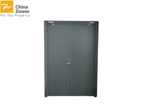 High Decoration Galvanized Steel PVC Powder Coated Commercial Double Fire Safety Doors 76 x 82