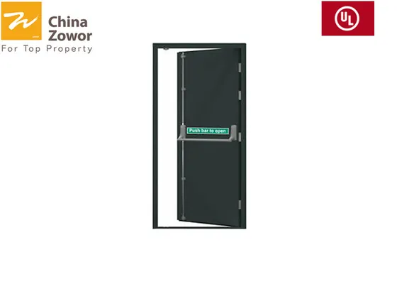 Powder Coated Galvanized Steel Single Leaf FD30 Fire Door 90 mm Frame Depth