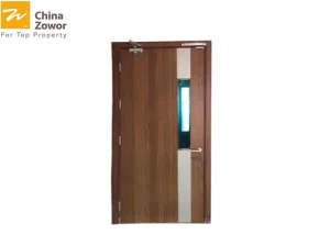 Walnut Wood Grain Finish Fire Safety Door 1618 Gal Steel Sheet Swing Opening Type